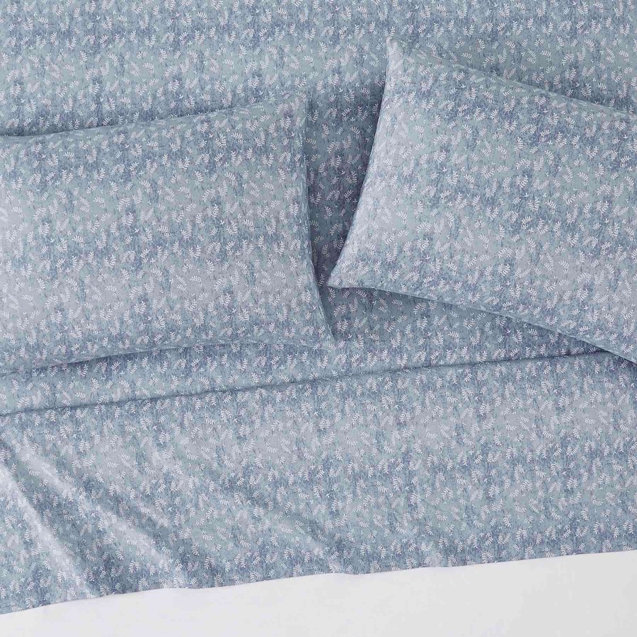 Bedding * | 4-Piece Blue Leaf Print Sheet Set, King Low Price