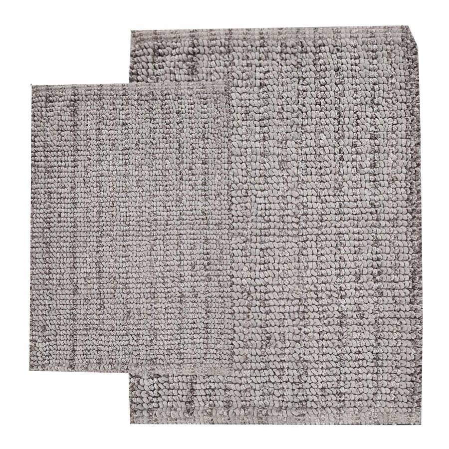 Bath * | 2-Piece Solid Taupe Shiny Noodle Bath Mat Set, 17 24/20 32 Online