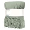 Throw Blankets * | Sage Green Plush Fringe Throw Blanket, 50 60 Best Price