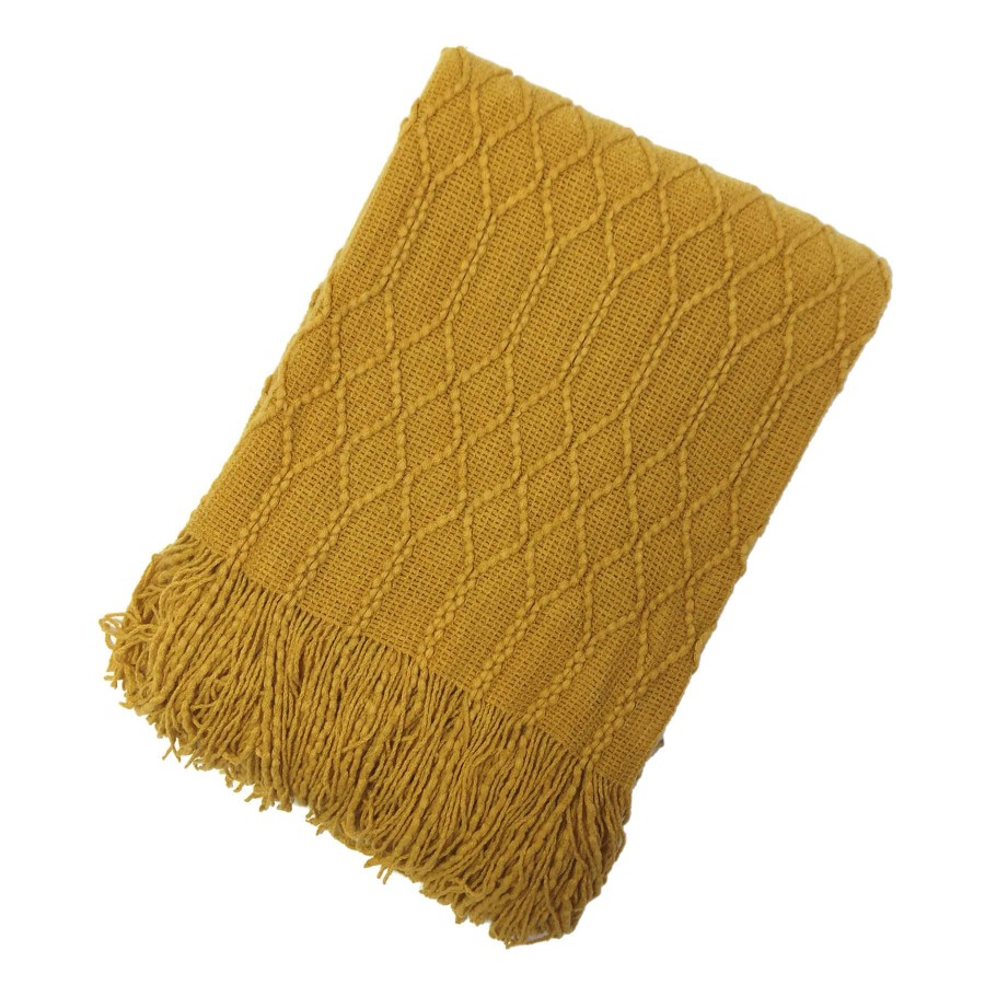 Throw Blankets * | Beverly Mustard Yellow Throw Blanket, 50 60 Hot Sale