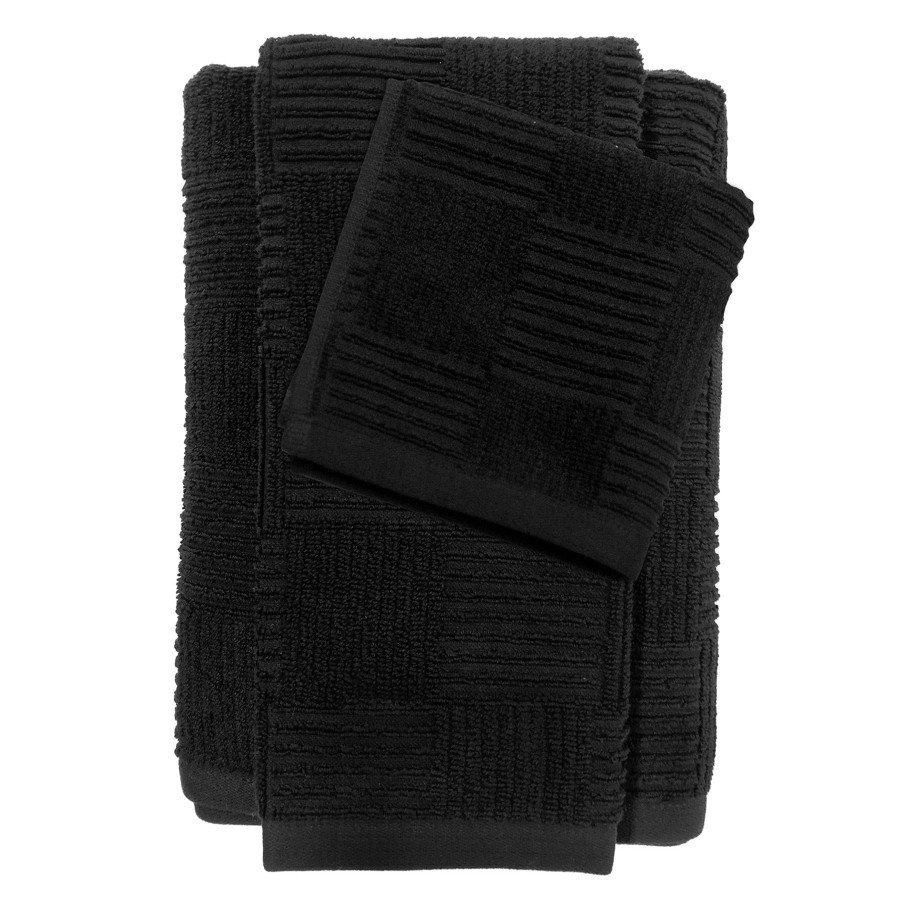 Bath * | Basketweave Washcloth Black Low Price