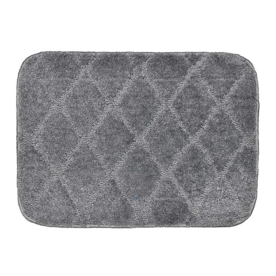 Bath * | Bliss Grey Diamond Design Bath Mat, 17 24 Best-Selling