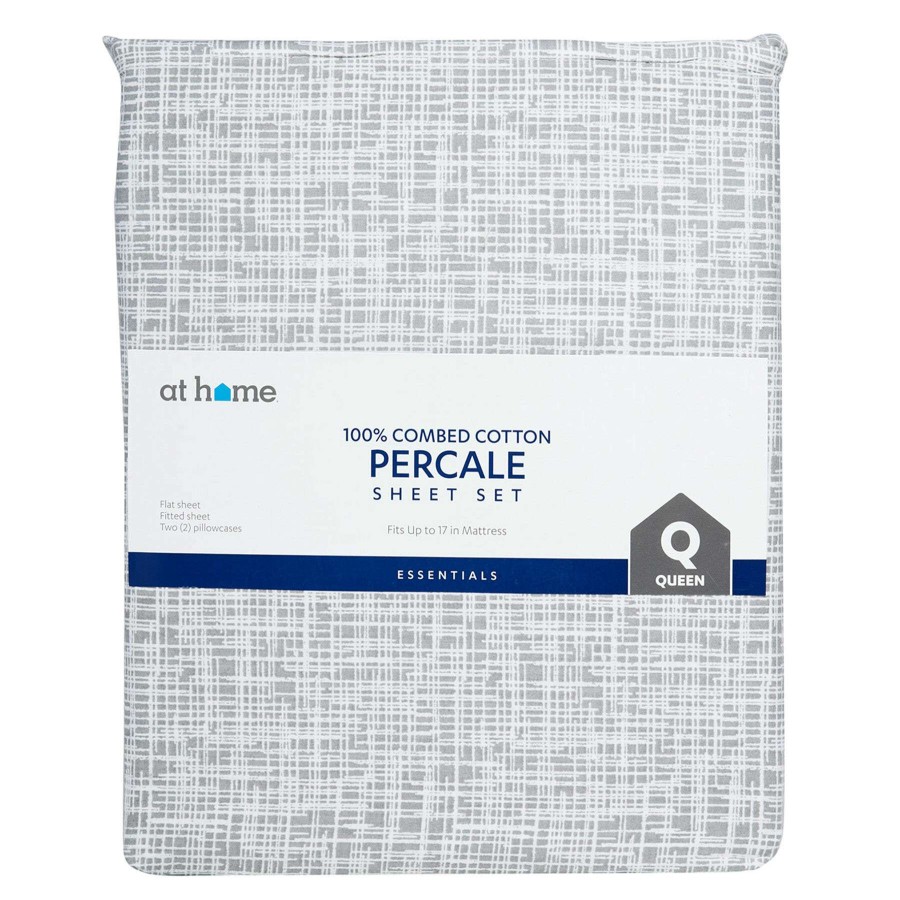 Bedding * | 4-Piece Light Grey 100% Cotton Percale Sheet Set, King Best-Selling