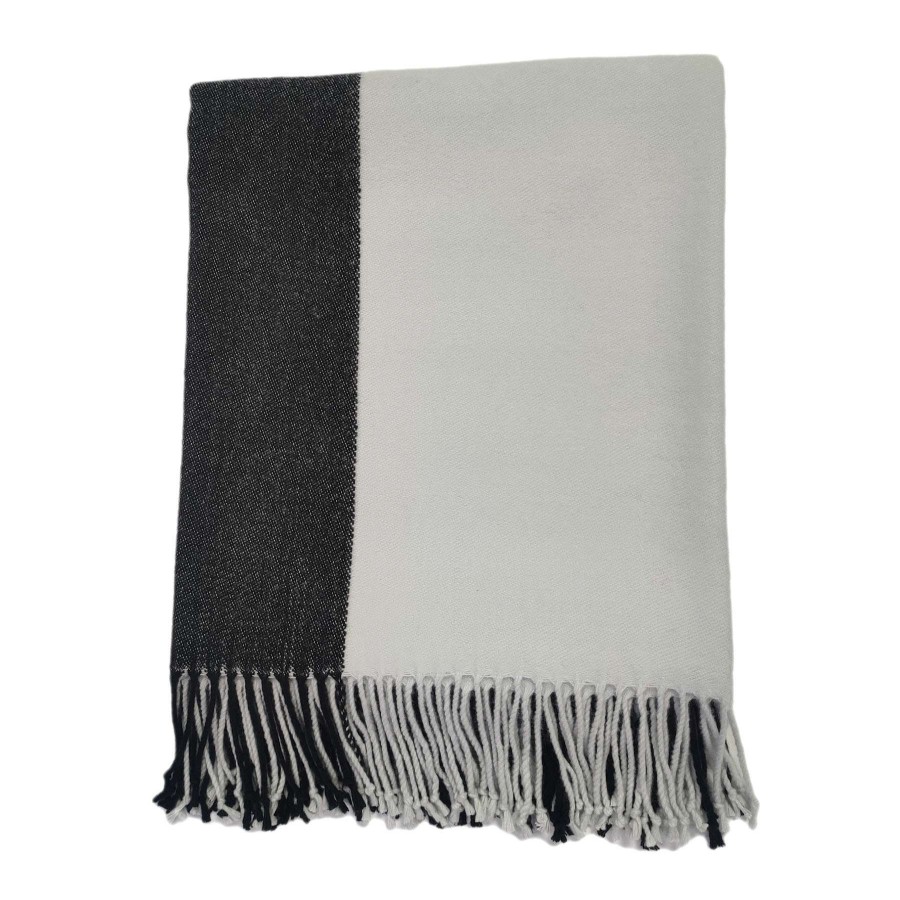 Throw Blankets * | Laila Ali Grey & Black Color Block Throw Blanket, 50 60 Best Price