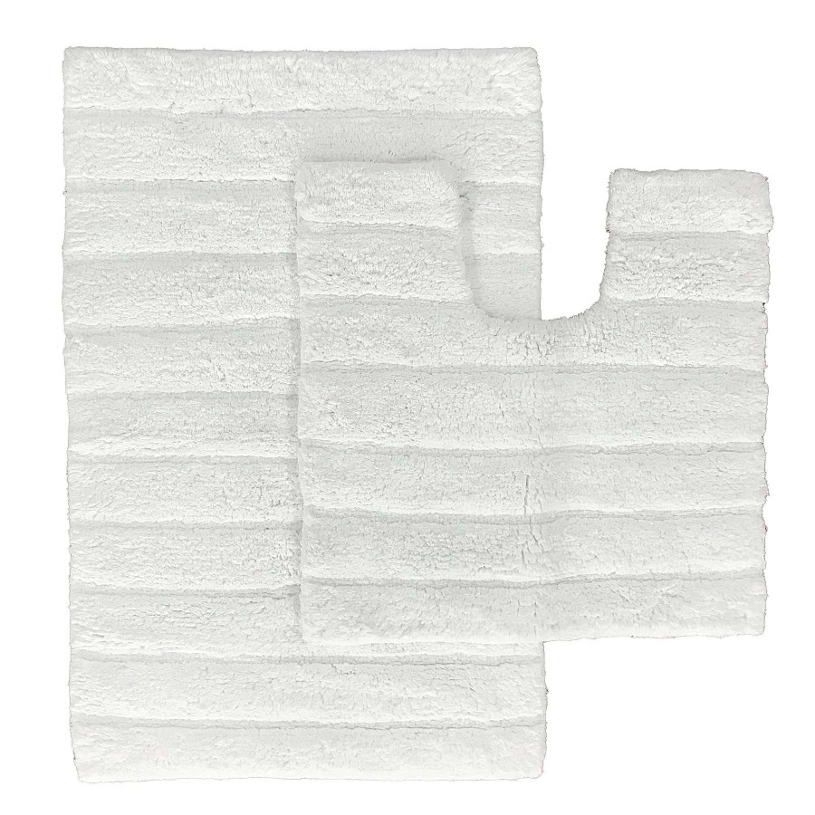 Bath * | 2-Piece White Bath Mat Set, 20 32 Low Price