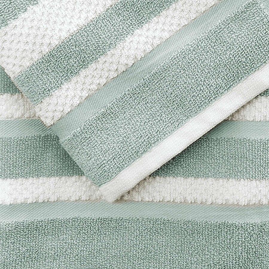 Bath * | Liza Stripe Washcloth 13X13 Aqua/White Featured