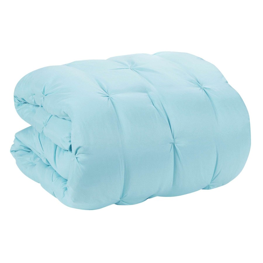 Bedding * | 3-Piece Aqua Pintuck Comforter Set, Full/Queen Hot Sale