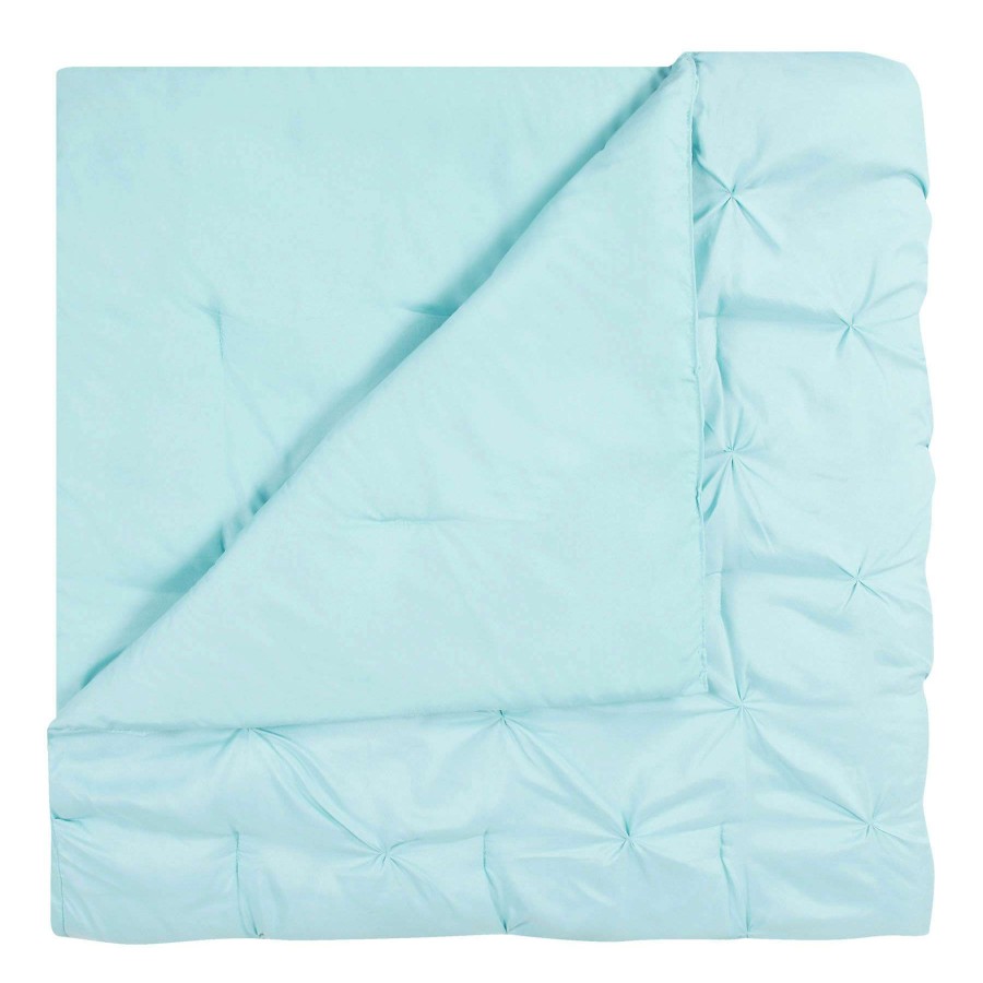 Bedding * | 3-Piece Aqua Pintuck Comforter Set, Full/Queen Hot Sale