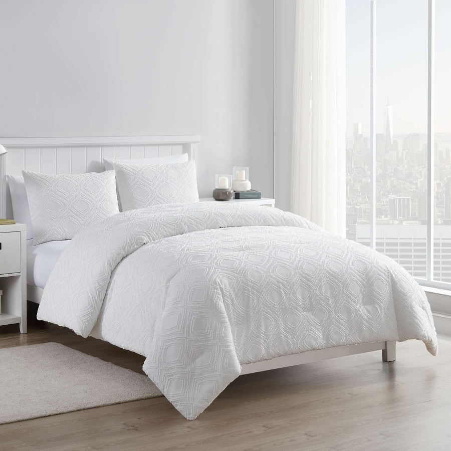 Bedding * | 3-Piece Grey Diamond Comforter Set, Full/Queen Hot Sale