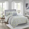 Bedding * | Branda 8-Piece Yellow & Grey Printed Comforter Set With Throw, Queen Best Quality