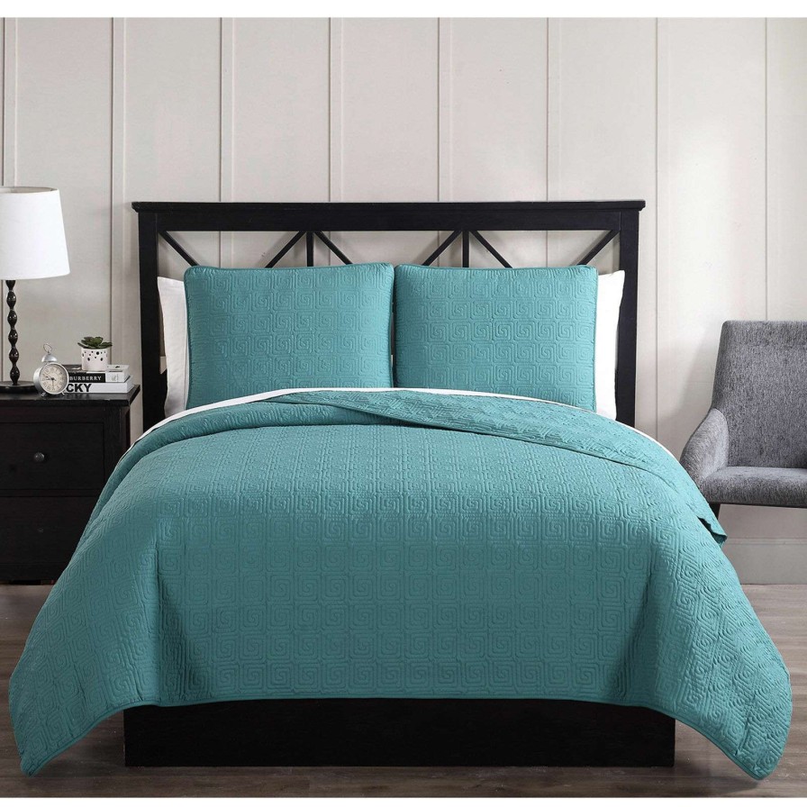 Bedding * | 3-Piece Blue Ettori Stitch Quilt Set, King High Quality