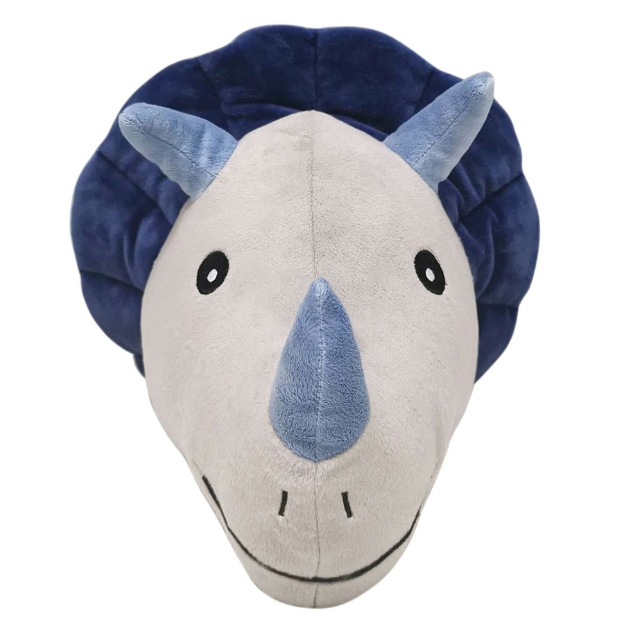 Kids' Bedding * | Blue Triceratops Plush Throw Pillow Bargain Sale