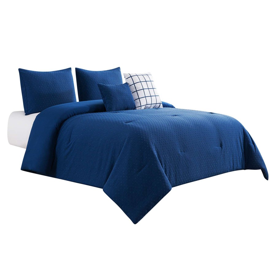 Bedding * | Ty Pennington 5-Piece Blue Dot Clip Comforter Set, King Fashionable