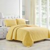 Bedding * | 3-Piece Yellow Striped Quilt Set, King Fashionable