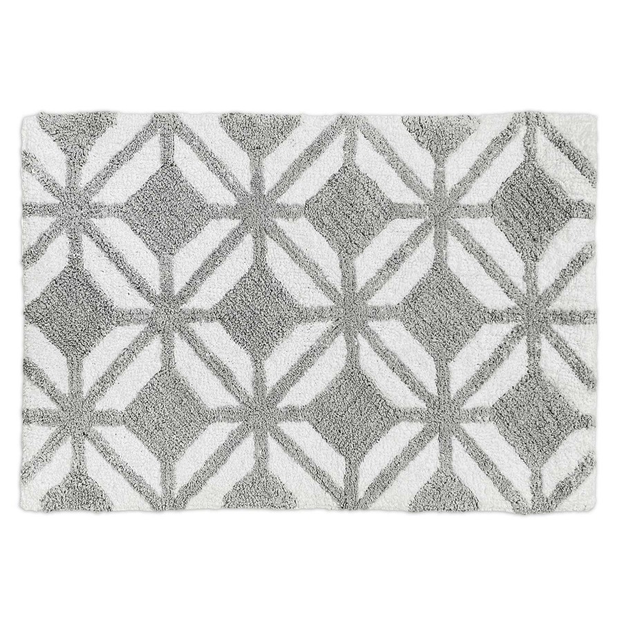 Bath * | Laila Ali White & Grey Diamond Tufted Bath Mat, 18 24 Promotion