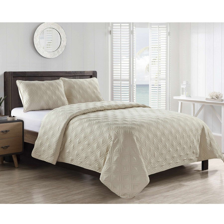 Bedding * | 3-Piece Sand Rhombus Stitch Quilt Set, Queen Online