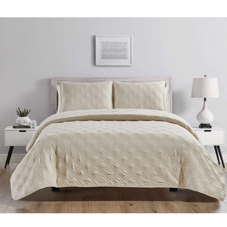 Bedding * | 3-Piece Sand Rhombus Stitch Quilt Set, Queen Online