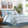 Bedding * | Jasper 8-Piece Blue Striped Comforter Set, King Low Price