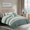 Bedding * | 7-Piece Grey Striped Embellished Comforter Set, King Best Price