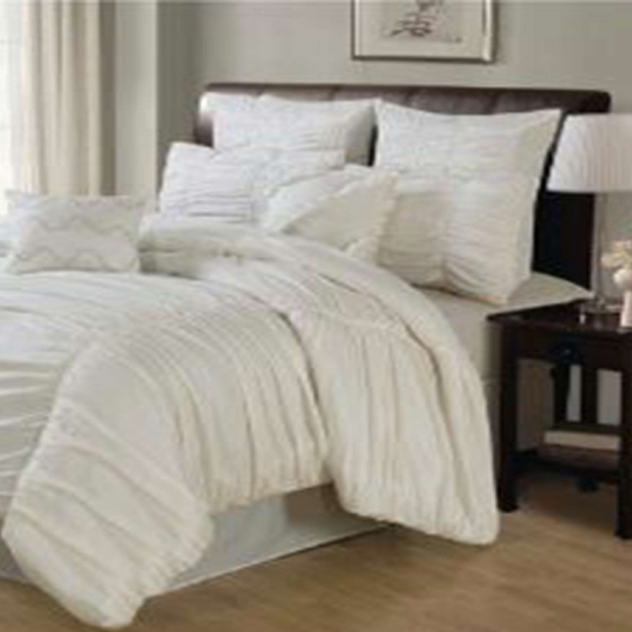 Bedding * | Danielle 5-Piece White Comforter Set, Queen Fashionable