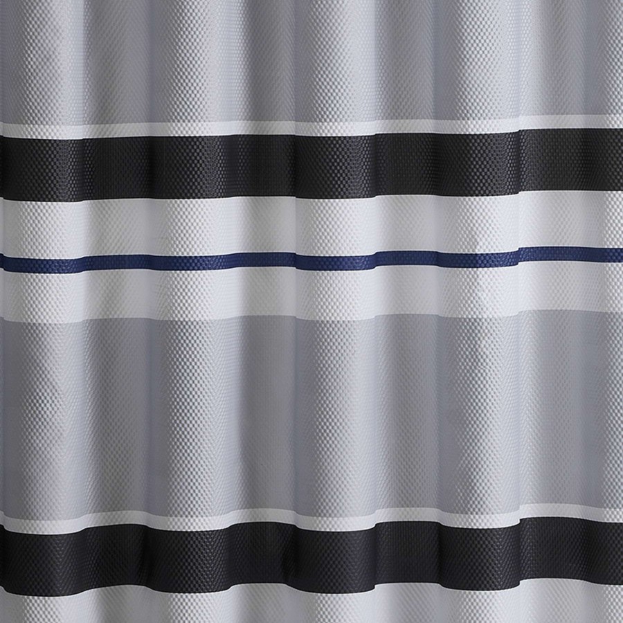 Bath * | 13-Piece Black & Grey Striped Shower Curtain Set, 72 Bargain Sale