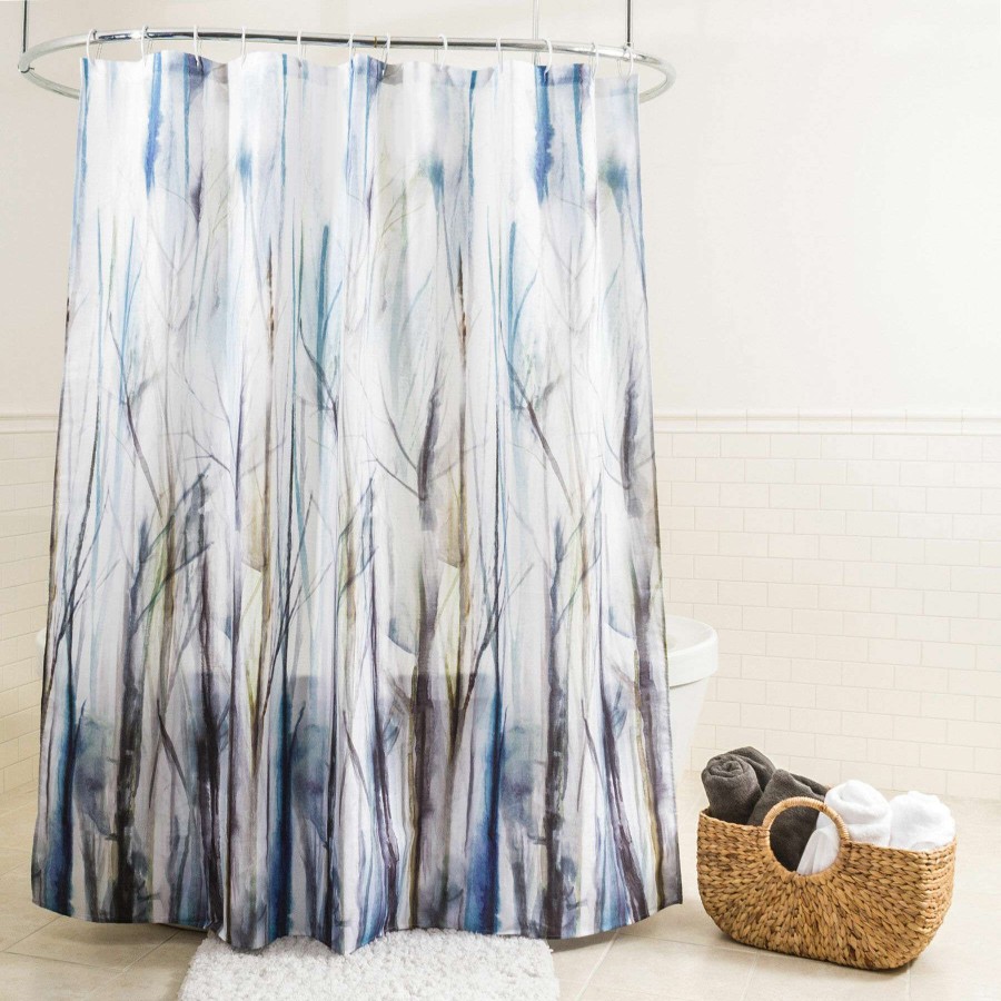 Bath * | Tulos Aqua Fabric Shower Curtain, 72 Online