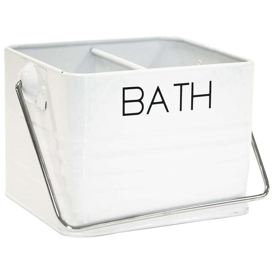 Bath * | 2-Compartment Gatti White Metal Bath Caddy With Chrome Handle Low Price