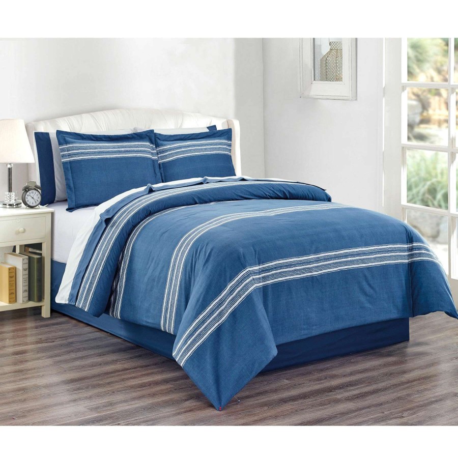 Bedding * | Emin 8-Piece Navy Comforter Set, King Discounts