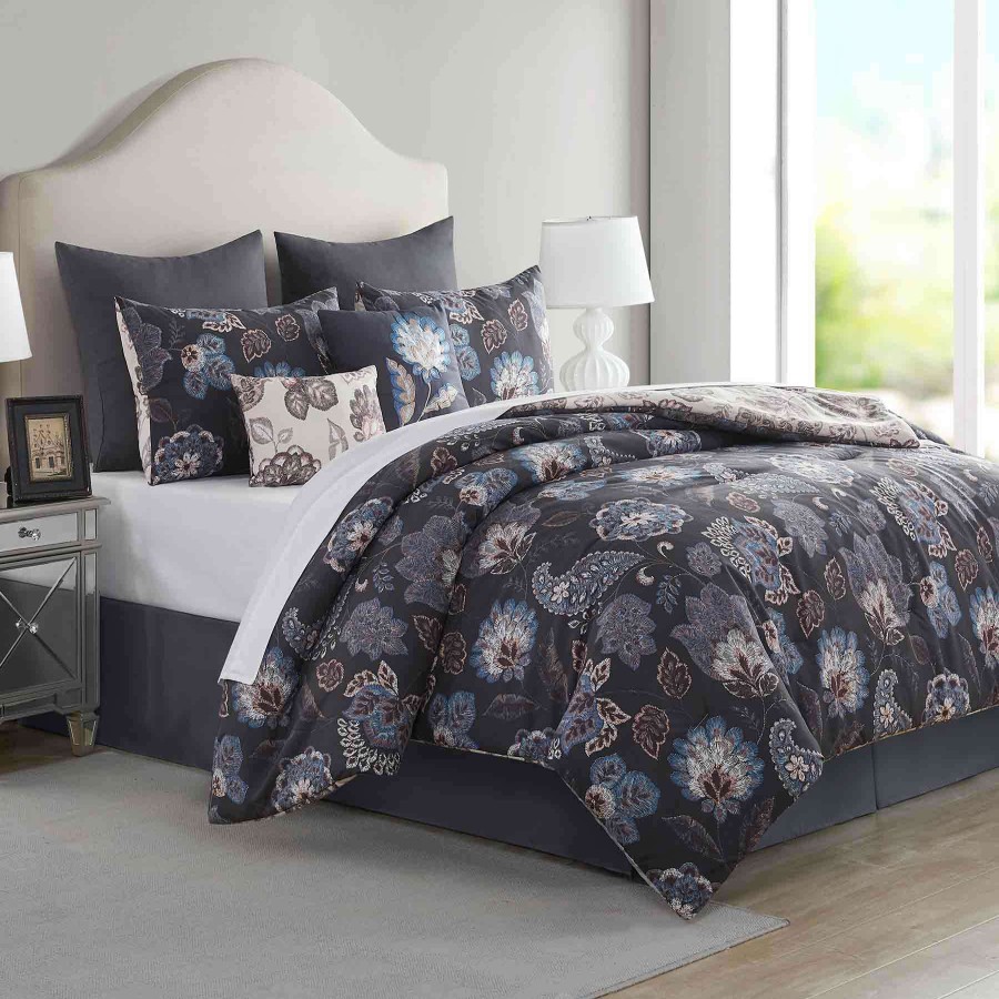 Bedding * | Shadie 8-Piece Navy Comforter Set, King High Quality