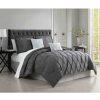 Bedding * | Lawton 6-Piece Grey Jacquard Comforter Set, Queen Best Quality