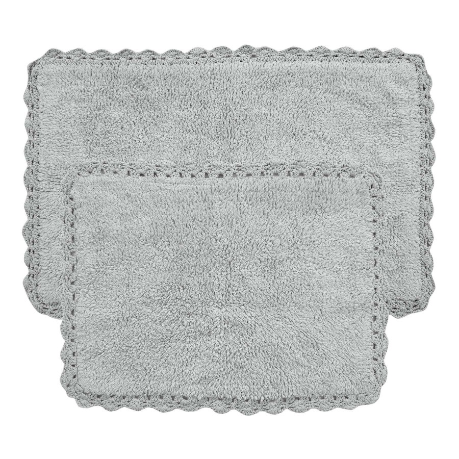 Bath * | 2-Piece Silver Crochet Edge Bath Mat, 20 32/17 24 Free Delivery