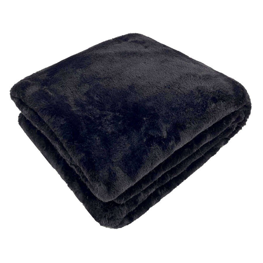 Throw Blankets * | Black Faux Fur Throw Blanket, 50 60 Best Price