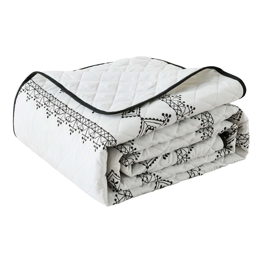 Bedding * | 3-Piece White Turkish Print Quilt Set, King Fashionable