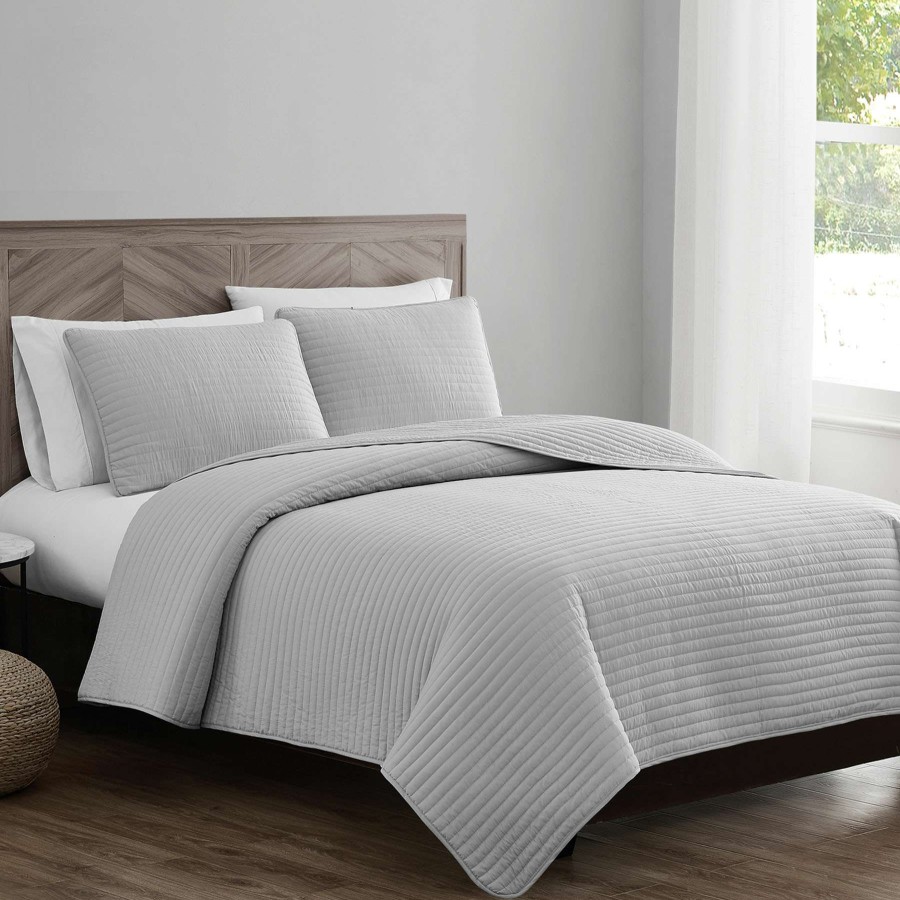 Bedding * | 3-Piece Grey Quilt Set, King Featured