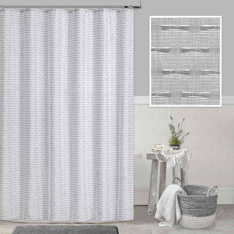 Bath * | Found & Fable Grey Woven Shower Curtain, 72 Unique