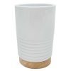 Bath * | Ty Pennington White Ribbed Ceramic Accent Bath Tumbler, 4.3 Free Delivery