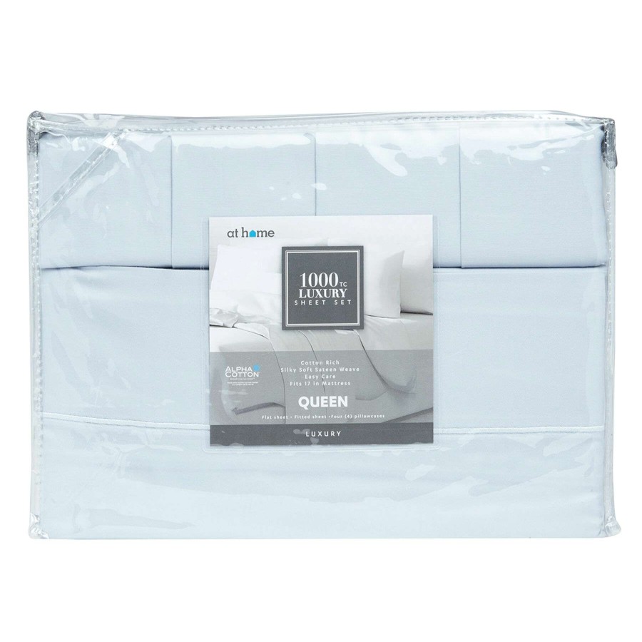 Bedding * | 4-Piece Light Blue 1000 Thread Count Cotton Polyester Sheet Set, King Online