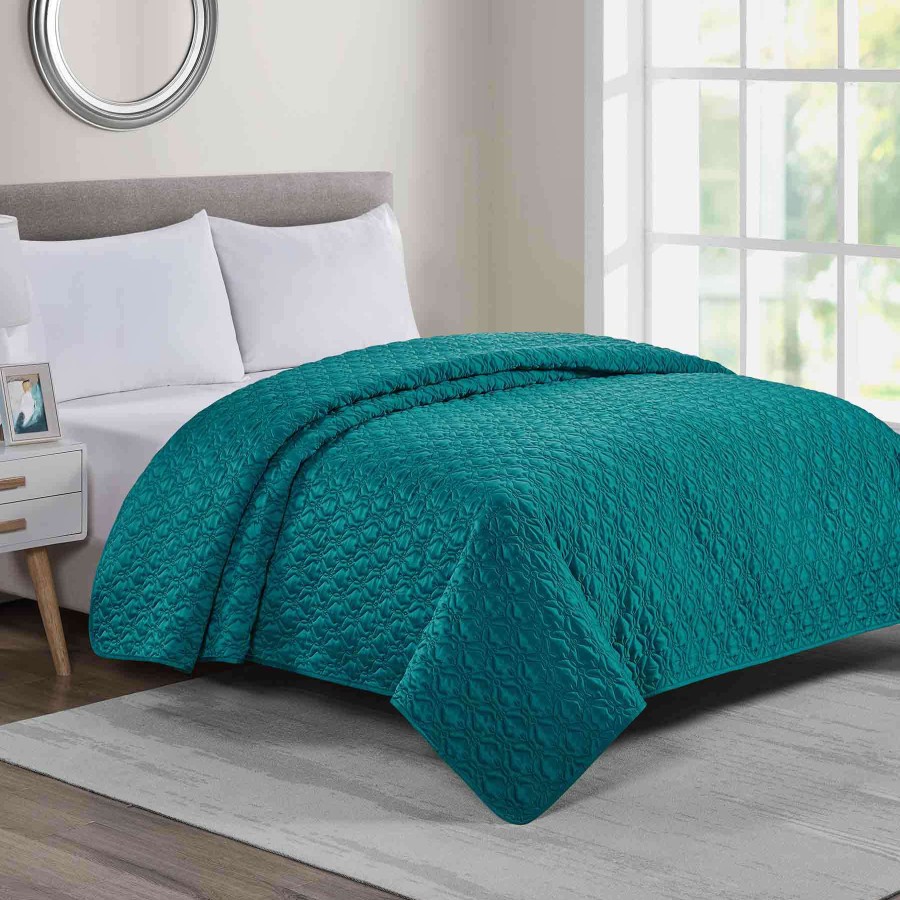 Bedding * | Laila Ali Teal Butterfly Quilt, King Classical