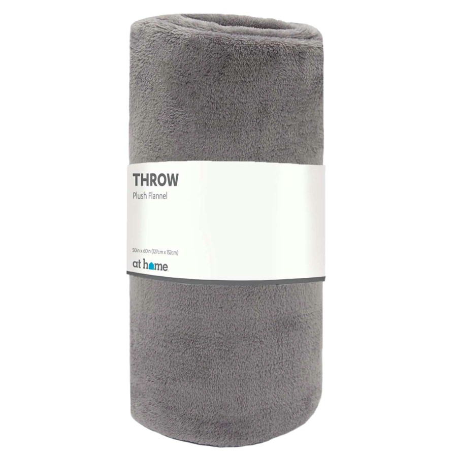 Throw Blankets * | Solid Grey Plush Throw Blanket, 50 60 Hot Sale