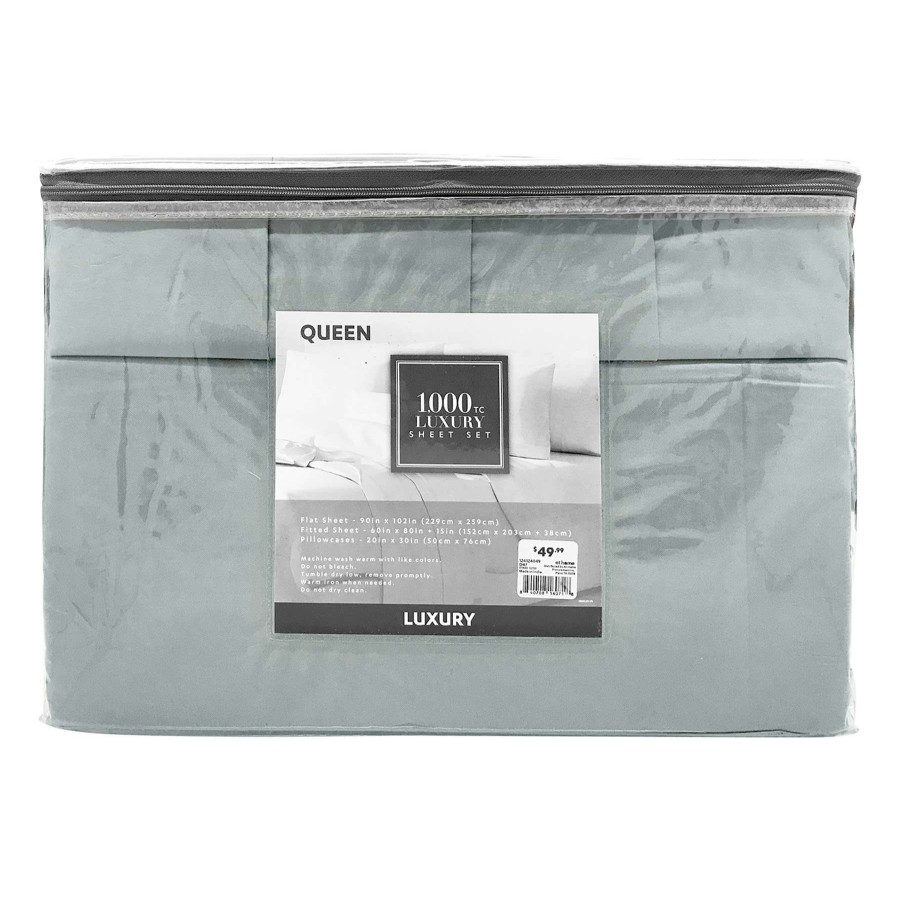 Bedding * | 6-Piece Slate Blue 1000 Thread Count Sheet Set, Queen Fashion