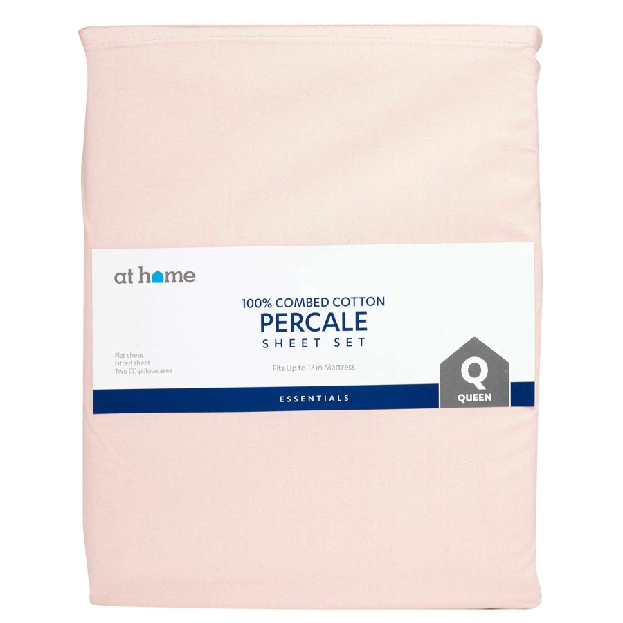 Bedding * | 2-Piece Light Pink 100% Cotton Percale Pillowcase Set, King Less Expensive