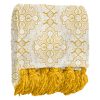 Throw Blankets * | 50X60 Yellow Rug Medallion Patterned Throw W Yellow Tassels Gift Selection