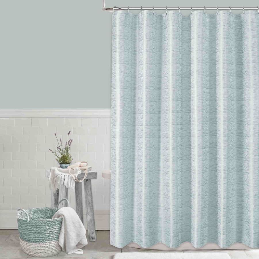 Bath * | Ty Pennington Shady Breeze Woven Aqua Shower Curtain, 72 Online