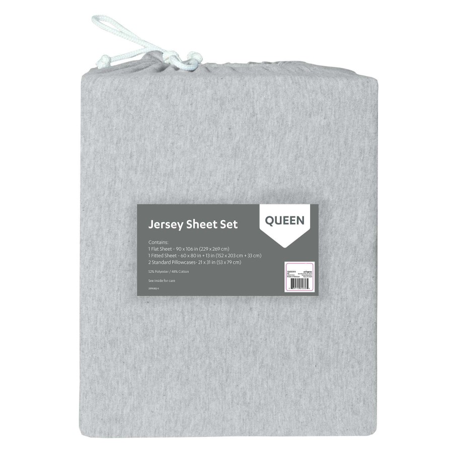 Bedding * | 4-Piece Dark Grey Jersey Sheet Set, Queen Promotion