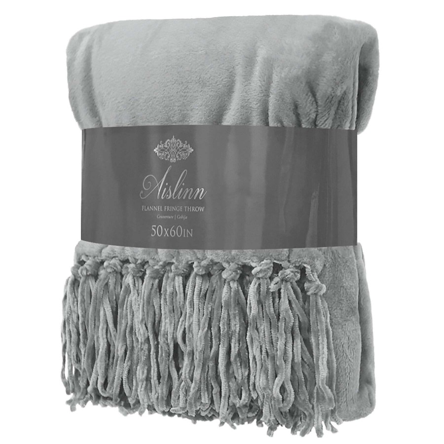 Throw Blankets * | Light Grey Fringe Plush Throw Blanket, 50 60 High Quality