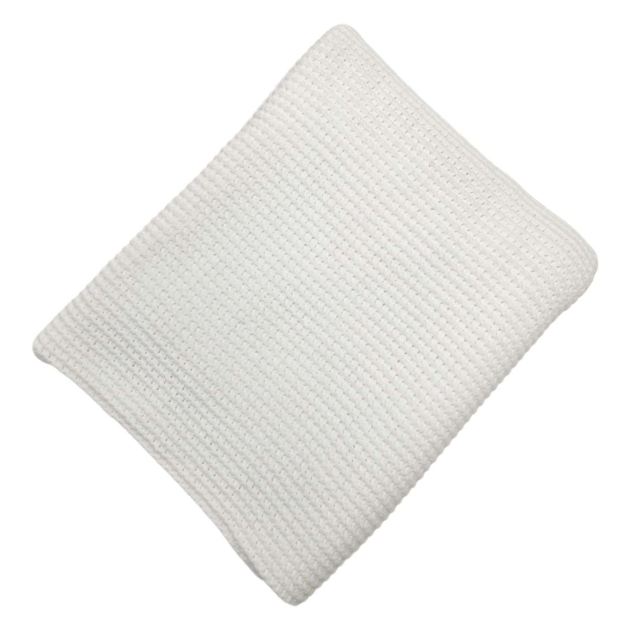 Throw Blankets * | Grace Mitchell White Chenille Knit Throw Blanket, 50 60 Bargain Sale