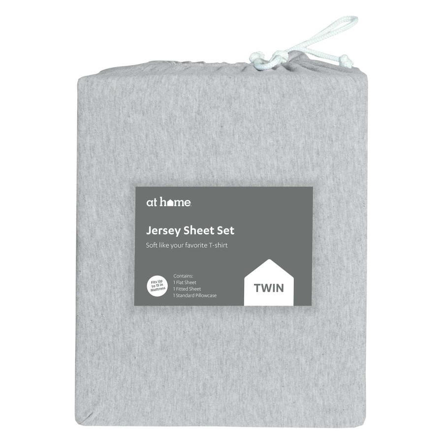 Bedding * | 3-Piece Dark Grey Jersey Sheet Set, Twin Less Expensive