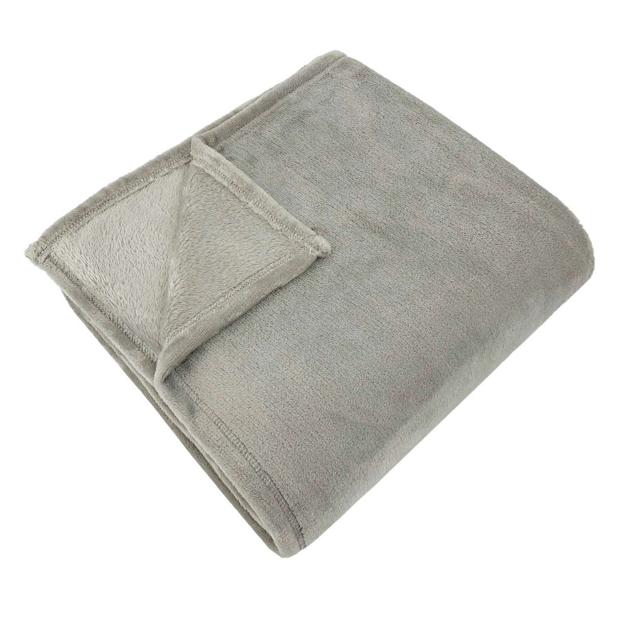 Throw Blankets * | Light Grey Plush Bed Blanket, Twin Less Expensive