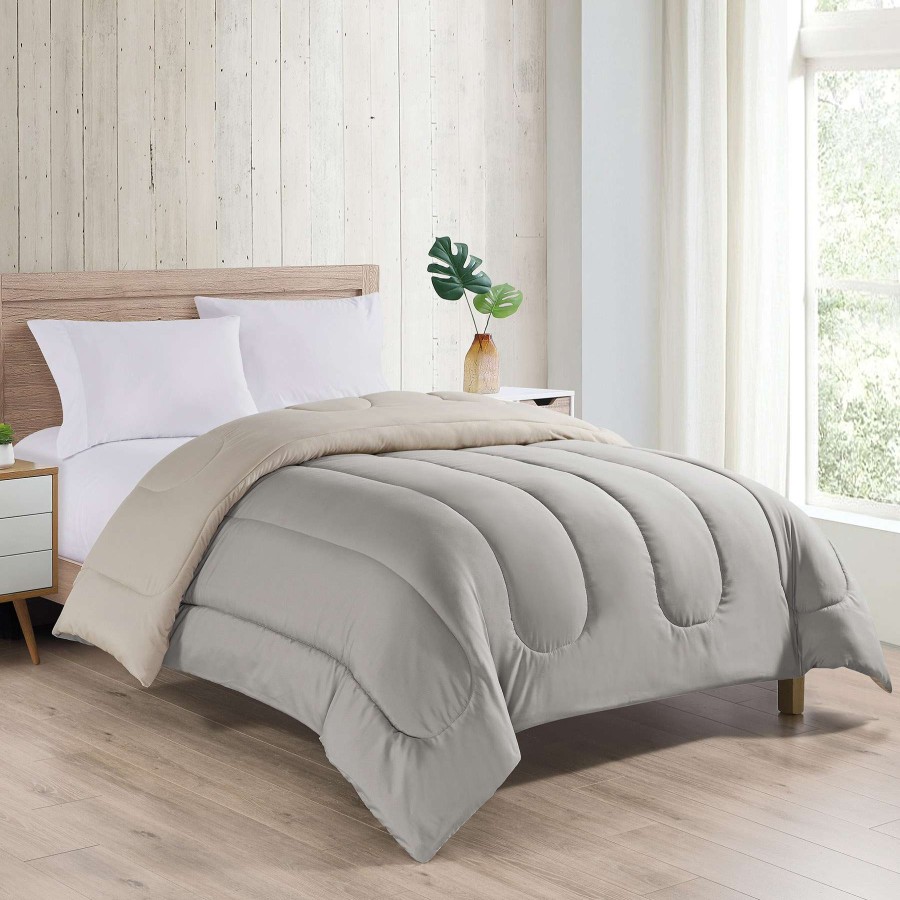 Bedding * | Tan/Taupe Reversible Comforter, Twin Fashionable