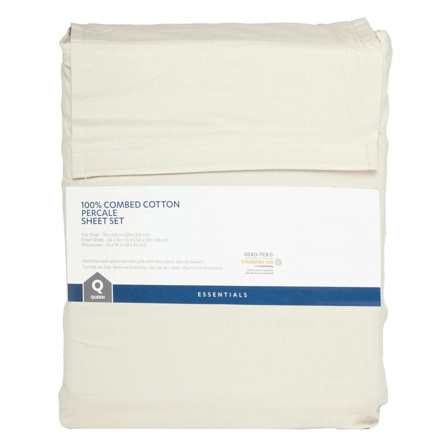 Bedding * | 4-Piece Light Grey 100% Cotton Percale Sheet Set, King Online